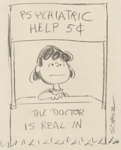 Peanuts comic stip-Lucy pyschiatric help!