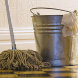 vintage cleaning bucket and mop
