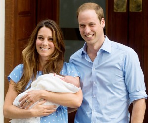 Prince Willaim and Kate Middleton and their new baby.