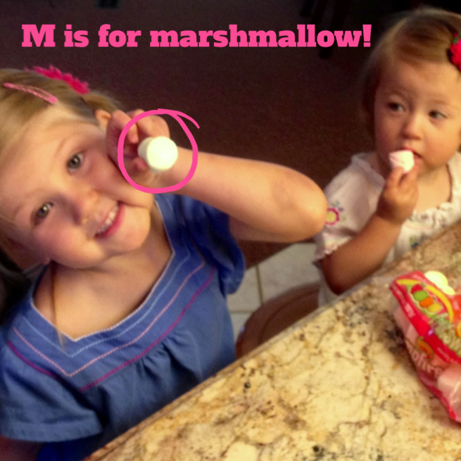 "M" is for marshmallow! www.mytributejournal.com