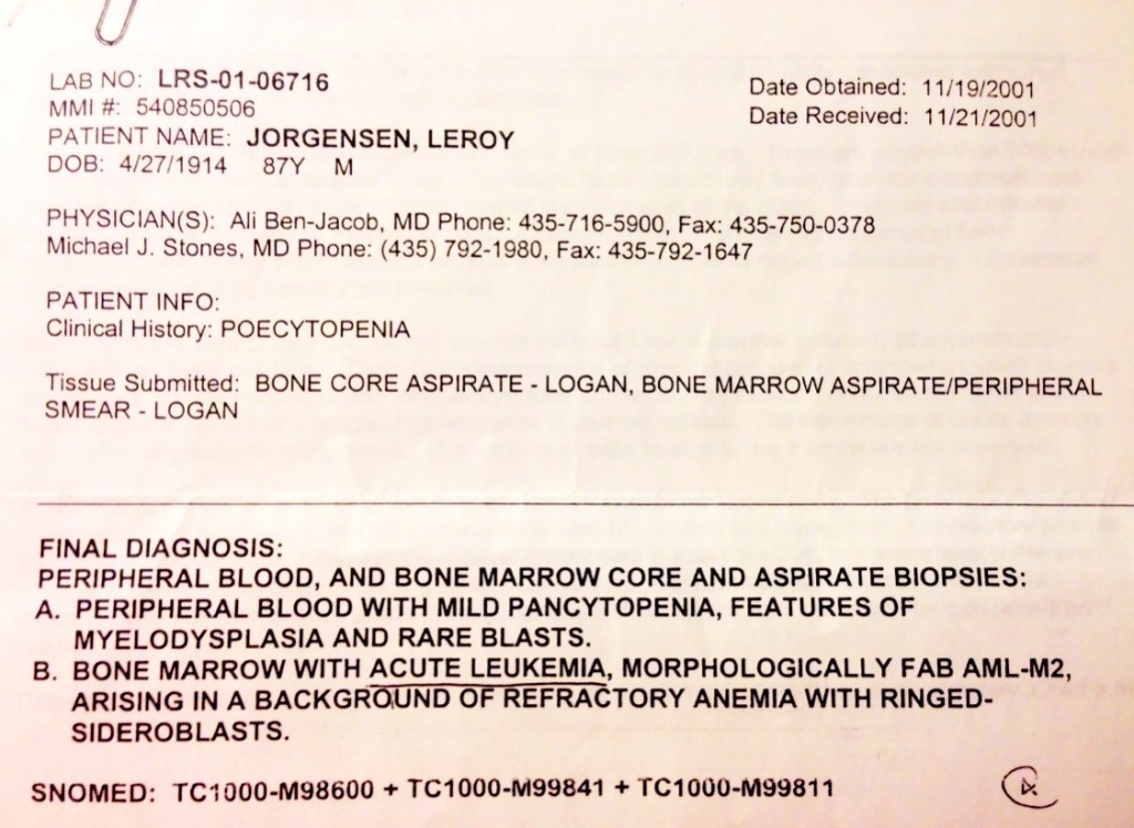 Leukemia diagnosis www.mytributejournal.com