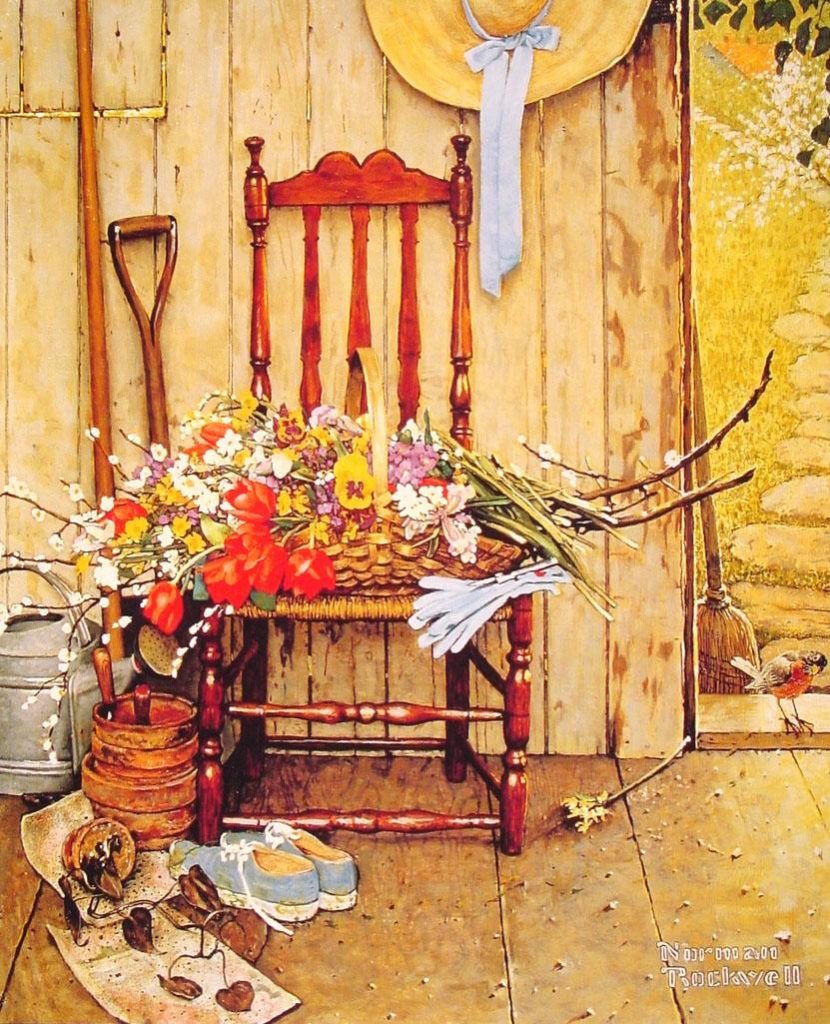 "Spring Flowers!" by Norman Rockwell www.mytributejournal.com