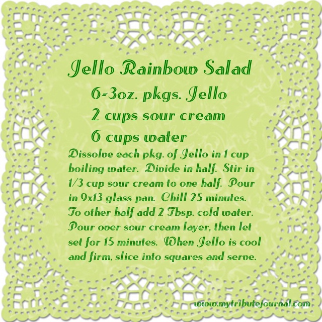 Jello Rainbow Salad Recipe www.mytributejournal.com