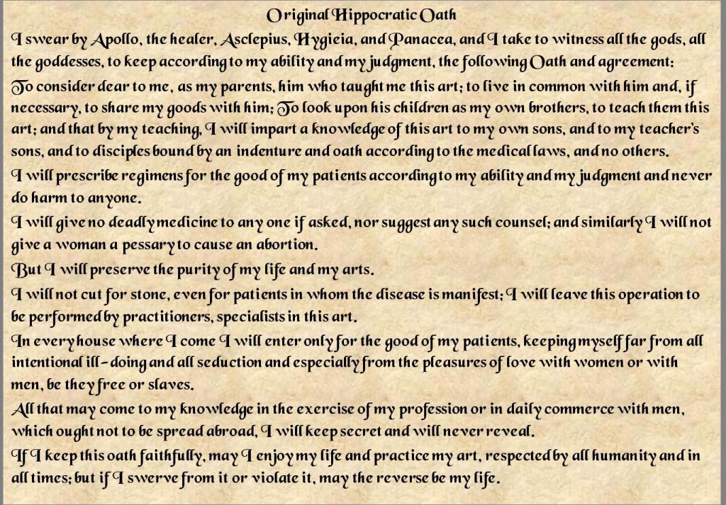 Original Hippocratic Oath www.mytributejournal.com