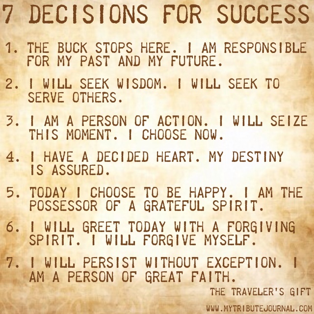 7 Decisions for Success-The Traveler's Gift www.mytributejournal.com