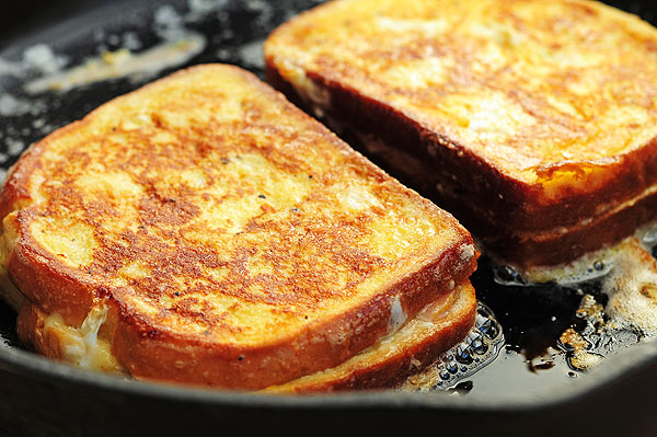 Cooking with a skillet.