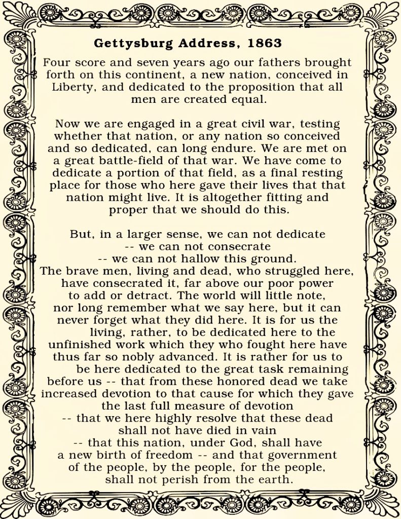 Gettysburg address by Abraham Lincoln.