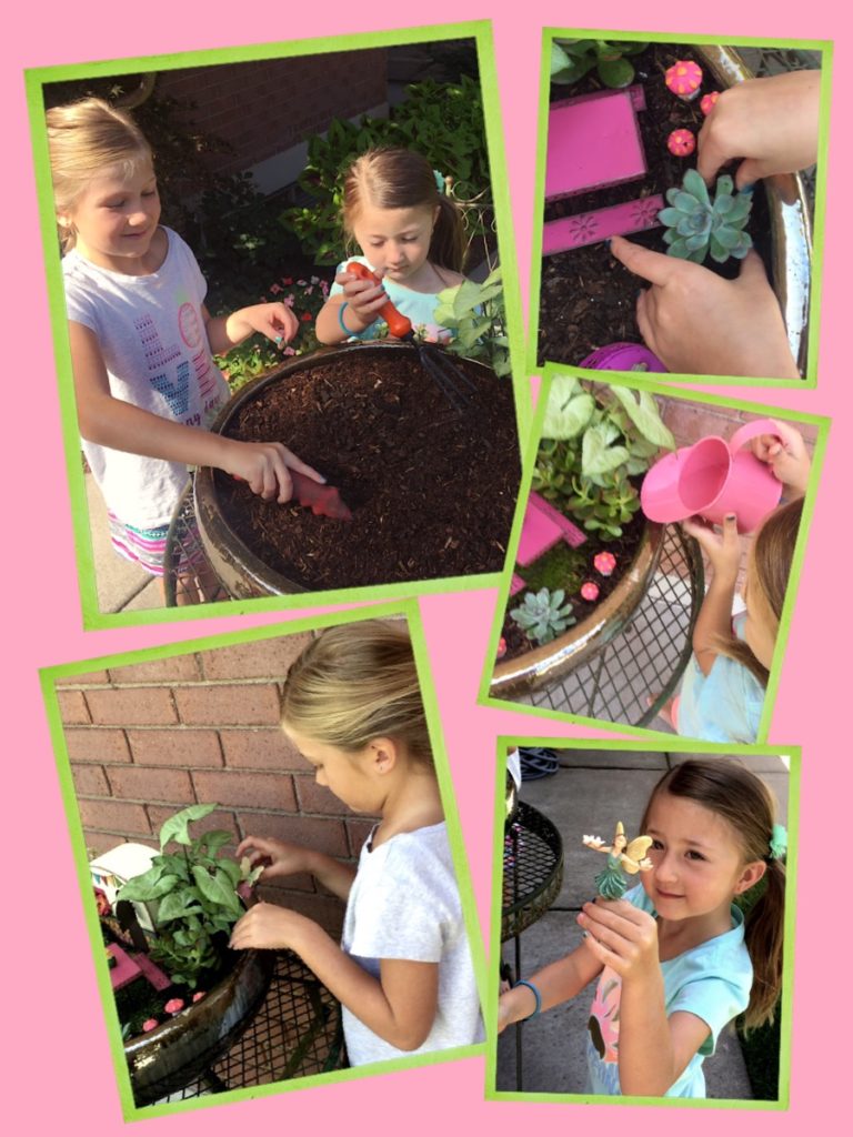 Making a fairy garden.