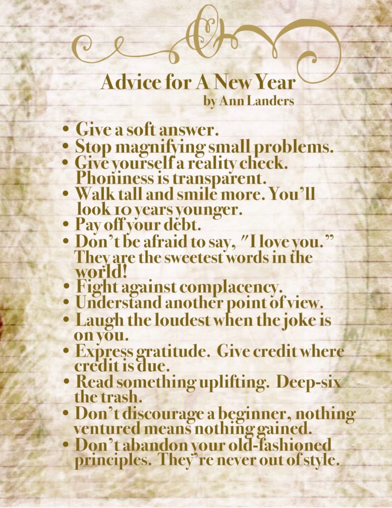 Advice For A New Year by Ann Landers